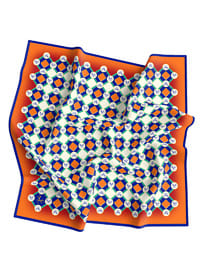 Geometrik Desenli Twill Eşarp Askılı 90x90 Kırmızı Krem