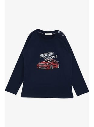 BREEZE GİRLS & BOYS Erkek Çocuk Uzun Kollu Tişört Hayalet Araba Baskılı 1.5-5 Yaş, Lacivert