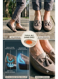 Hakiki Deri Kadın Vizon Topuk Dikeni Destekli Comfort Dolgu Taban Loafer Ayakkabı Vizyon