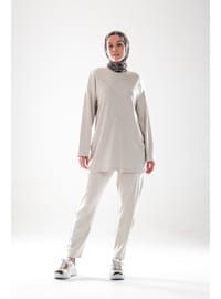Taş Rengi Patch Detaylı Eşofman Takımı