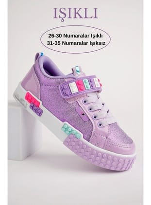 Muggo SONİC Garantili Legolu Bağcıklı ve Cırtlı Ortopedik Çocuk Sneaker Spor Ayakkabı LİLA