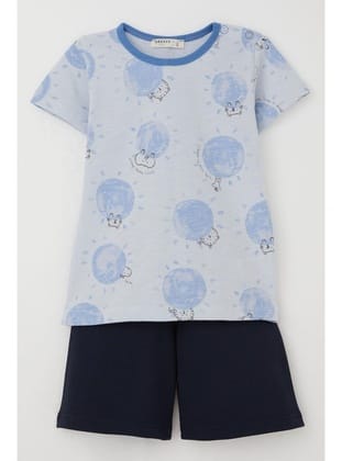 Breeze Erkek Bebek Pijama Takımı Sevimli Hayvanlar Alemi Dostluk Temalı 9 Ay-3 Yaş, Açık Mavi