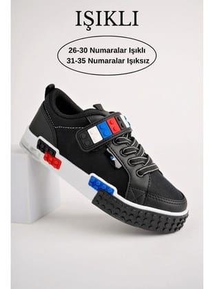 Muggo SONİC Garantili Legolu Bağcıklı ve Cırtlı Ortopedik Çocuk Sneaker Spor Ayakkabı SİYAH