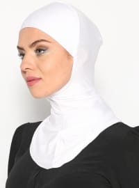 Boyunluklu Hijab Bone Beyaz Ecardin