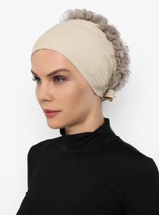 Fırfırlı Bone - Bej - Zamir Bone