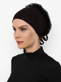 Fırfırlı Bağlı Bone Kahverengi