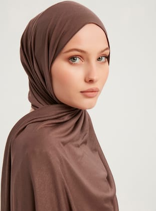 Likralı Penye Şal - Vizon - ŞALESS