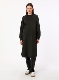 Basic Bisiklet Yaka Reglan Kollu Uzun İkili Eşofman Takımı- Siyah - Benin