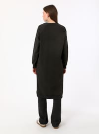 Basic Bisiklet Yaka Reglan Kollu Uzun İkili Eşofman Takımı- Siyah - Benin