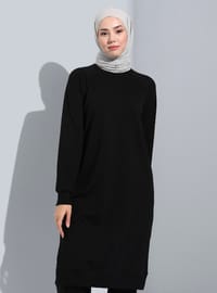 Basic Bisiklet Yaka Reglan Kollu Uzun İkili Eşofman Takımı- Siyah - Benin