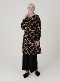 Zincir Desenli Tunik Siyah