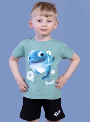 Toontoy Erkek Çocuk Balık Baskılı Şortlu Takım-Yeşil