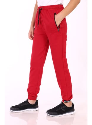 Toontoy Kız Çocuk Cepli Jogger Eşofman Alt-Kırmızı