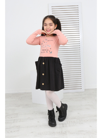 Kız Çocuk Pembe Siyah Elbise