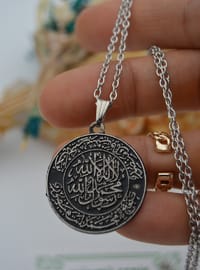 Mührü Şerife Duası Gümüş Kolye Gümüş Rengi