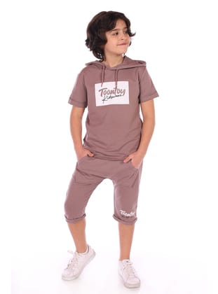 Toontoy Erkek Çocuk Toontoy Kids Wear Baskılı BermudaTakım-Acı Kahve