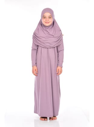 İhvan Çocuk Pratik Namaz Elbisesi 8-12 Yaş  Gül Kurusu