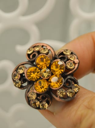 Bal Rengi Papatya Broş - Bronz Rengi - Artbutika