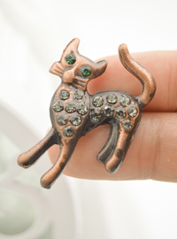 Kedi Figürlü Broş - Bronz
