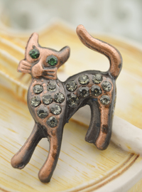 Kedi Figürlü Broş - Bronz