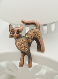 Kedi Figürlü Broş - Bronz