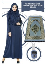 Lacivert Tek Parça Namaz Elbisesi Seti