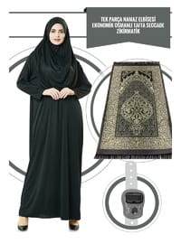 Tek Parça Namaz Elbisesi Seti Siyah