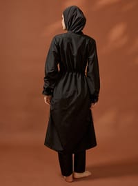 Ayarlanabilir Stoperli Tam Kapalı Mayo - Siyah