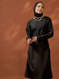 Ayarlanabilir Stoperli Tam Kapalı Mayo - Siyah