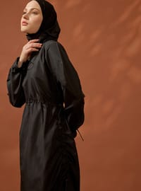 Ayarlanabilir Stoperli Tam Kapalı Mayo - Siyah