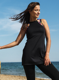Yarı Kapalı Havuz Mayosu Siyah Marina Mayo