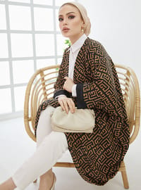 Desenli Kimono Kahverengi