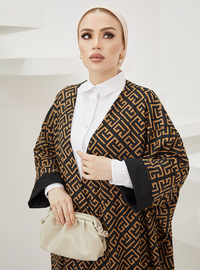 Desenli Kimono Kahverengi