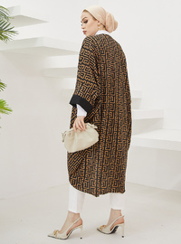 Desenli Kimono Kahverengi