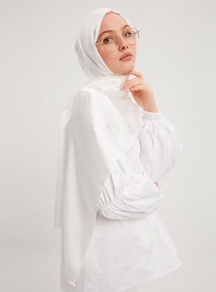 Janjanlı Krinkıl Şal - İnci Beyazı - ŞALESS