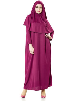 Tek Parça Namaz Elbisesi - Fuşya - 5015 Fuşya