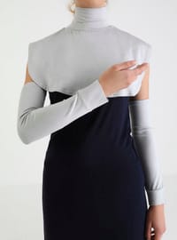 Çıtçıtlı Yakalık ve Kolluk Seti - Açık Gri