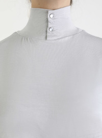 Çıtçıtlı Yakalık ve Kolluk Seti - Açık Gri
