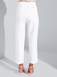 Dikiş Detaylı Klasik Pantolon Off White