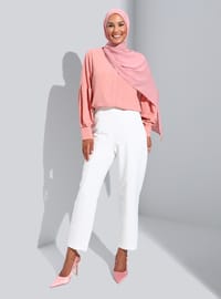 Dikiş Detaylı Klasik Pantolon Off White