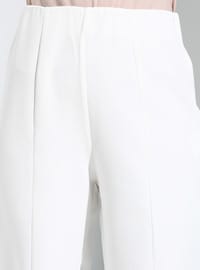 Dikiş Detaylı Klasik Pantolon Off White