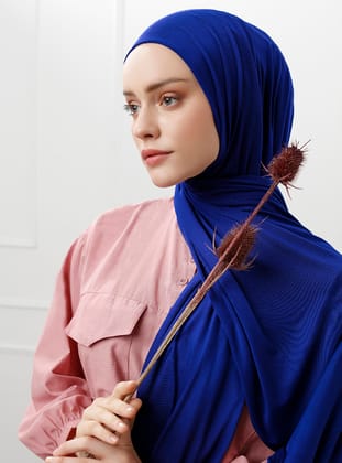 Likralı Penye Şal - Saks - Schaless