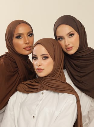 3`lü Avantaj Seti Luxury Penye Şal - Acı Kahve Çikolata Bitter - Beyzak Store