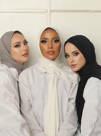 Penye Şal 3'lü Set Ekru Gri Siyah