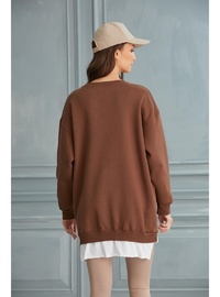 Hamile Üç İplik Penye Sweatshirt Kahve