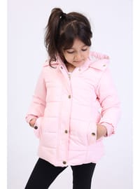 Kız Çocuk Kapüşonlu Mont Açık Pembe