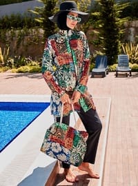 Desenli Tam Kapalı Mayo R2301 Çok Renkli