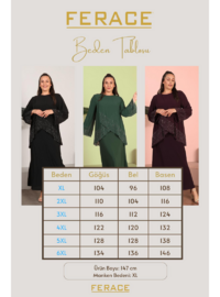 Kadın Büyük Beden Abiye Elbise İnce Tas Baskılı Tesettür Abiye Takım Zümrüt Yeşili
