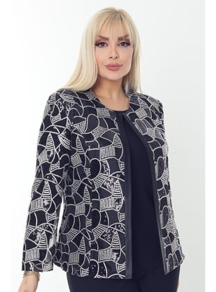 Büyük Beden 3784 Lacivert Ceket+Bluz Takım LACİVERT