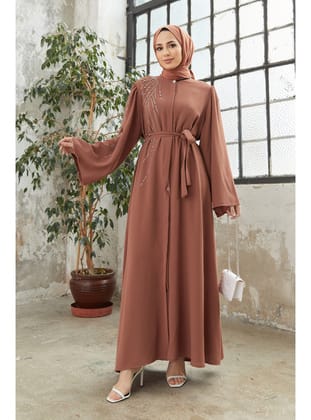 Viona Taşlı Abaya - Camel